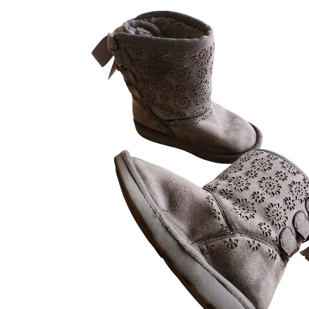 Rampage Lil Nicole Slip On Boots Slip On Gray Faux Fur Lined Size Toddler 10